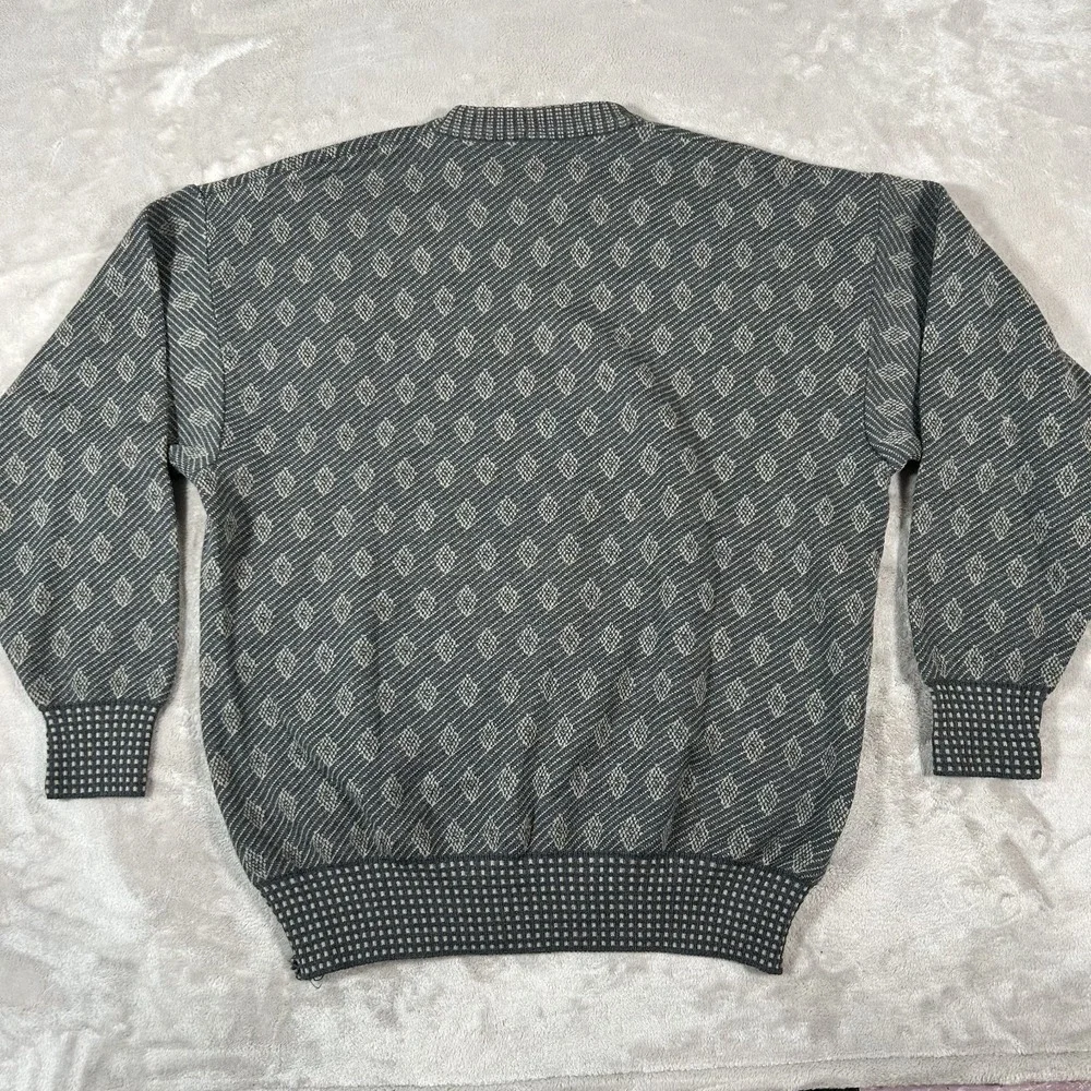 VTG Mondo Di Marco Sweater Mens 54 XL Geometric Wool Made in Italy Coogi Style